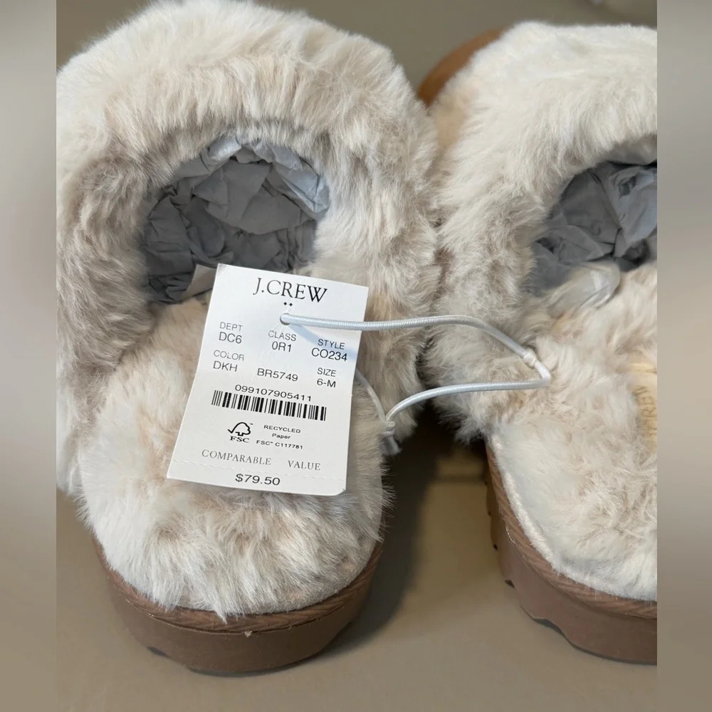 New with Tags! J. Crew Sueded Scuff Slippers in Desert Khaki. Size 6.
